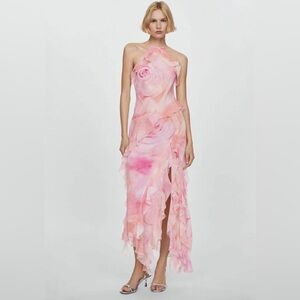 NWT MANGO Ruffled Floral Print Dress